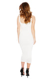 Womens Slimming Plain Sleeveless Tank Dress White