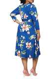 Women's Summer Swing Dress Floral V Neck Plus Size Midi Dress