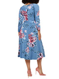Women's Summer Swing Dress Floral V Neck Plus Size Midi Dress
