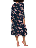 Women's Summer Swing Dress Floral V Neck Plus Size Midi Dress