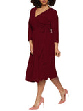 Women's Summer Swing Dress Floral V Neck Plus Size Midi Dress