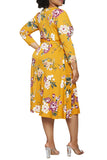 Women's Summer Swing Dress Floral V Neck Plus Size Midi Dress