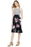 Women's Sleeveless Casual Racerback Floral Printed Midi Dresses