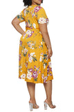 PCD3078YE-2XL, PCD3078YE-3XL, Yellow Women's Plus Size Wrap Flowy Dress