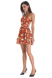Pumpkin Snake Ghost Print Halloween Dress Tangerine