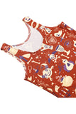 Pumpkin Snake Ghost Print Halloween Dress Tangerine