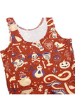 Pumpkin Snake Ghost Print Halloween Dress Tangerine