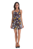 Pumpkin Lantern Skull Halloween Dress Navy Blue