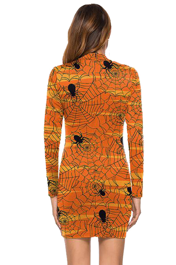 Halloween Spider Web Print Dress Ginger