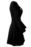 Letter Print Long Sleeve Christmas Dress Black