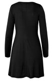 Letter Print Long Sleeve Christmas Dress Black
