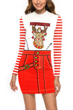 Striped Reindeer Christmas Dress Tangerine