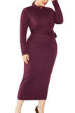 Plus Size Zip Front Ribbed Sweater Dress Ruby