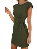 Pinkqueen Women's Short Sleeve T Shirt Dresses Tie Knot Bodycon Mini Dress