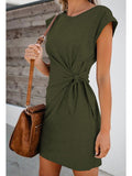 Pinkqueen Women's Short Sleeve T Shirt Dresses Tie Knot Bodycon Mini Dress
