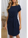 Pinkqueen Women's Short Sleeve T Shirt Dresses Tie Knot Bodycon Mini Dress