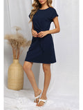 Pinkqueen Women's Short Sleeve T Shirt Dresses Tie Knot Bodycon Mini Dress