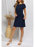 Pinkqueen Women's Short Sleeve T Shirt Dresses Tie Knot Bodycon Mini Dress