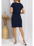 Pinkqueen Women's Short Sleeve T Shirt Dresses Tie Knot Bodycon Mini Dress