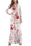 Bloody Print Long Sleeve Halloween Maxi Dress