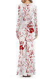 Bloody Print Long Sleeve Halloween Maxi Dress