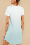 Short Sleeve Ombre Mini Dress Light Blue