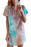 Casual Short Sleeve Tie Dye Mini Dress