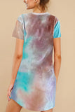 Casual Short Sleeve Tie Dye Mini Dress