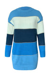 Color Block Long Sleeve Mini Dress Blue