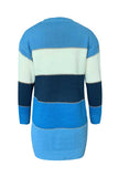 Color Block Long Sleeve Mini Dress Blue