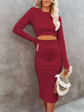 PCD3679WR-L, PCD3679WR-M, PCD3679WR-S, PCD3679WR-XL, Ruby Women's Long Sleeve Solid Color Bodycon Midi Dress