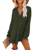 Women's Long Sleeve V Neck Button Down Shirt Summer Tunic Dresses