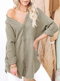 Women's Long Sleeve V Neck Button Down Shirt Summer Tunic Dresses