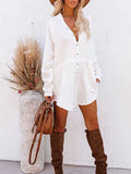 Women's Long Sleeve V Neck Button Down Shirt Summer Tunic Dresses