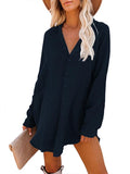 Women's Long Sleeve V Neck Button Down Shirt Summer Tunic Dresses