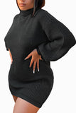 Womens Turtleneck Black Sweater Dress