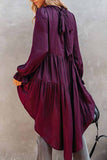 Mock Neck Ruffle Sleeve High Low Tunic Top