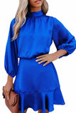 Women's Solid Mock Neck Long Sleeve Dress