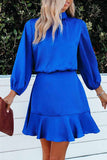 Women's Solid Mock Neck Long Sleeve Dress