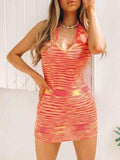 Halter Neck Summer Dress Bodycon Knit Mini Dress