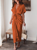 Robe chemise en satin à manches courtes pour femmes avec ceinture