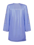 Women Floral Shirt Dress Cover Up Beach Dress Floral Flare Sleeve V Neck Mini Dress