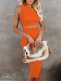 Women's Sleeveless Midi Cut Out Dress Summer Split Bodycon Tank Dress