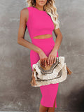 Women's Sleeveless Midi Cut Out Dress Summer Split Bodycon Tank Dress