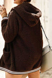 Open Front Winter Teddy Jacket With Hood