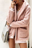 Open Front Hooded Pink Teddy Coat