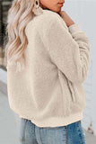 Womens Zipper Beige White Teddy Jacket