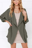 Notched Collar Solid Open Front Coat