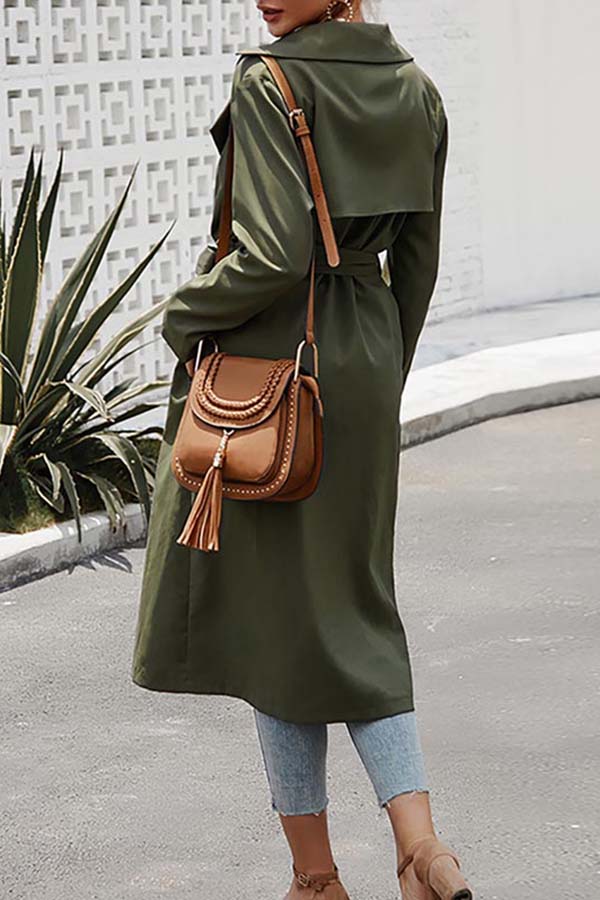 Solid Women Trench Coat With Belt