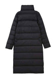 Women Double Side Wear Long Puffer Coat Black